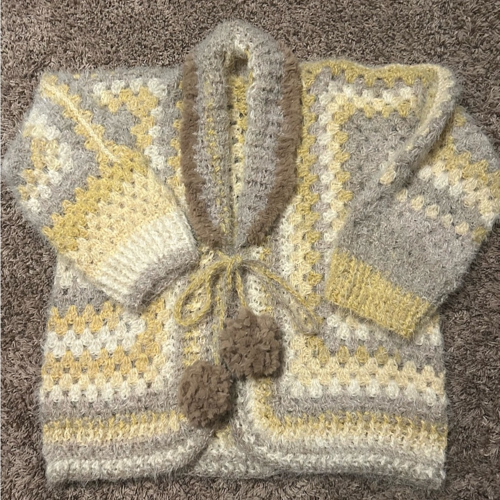 Cozy Knit Kids Jacket - Yellow, Gray, and tan